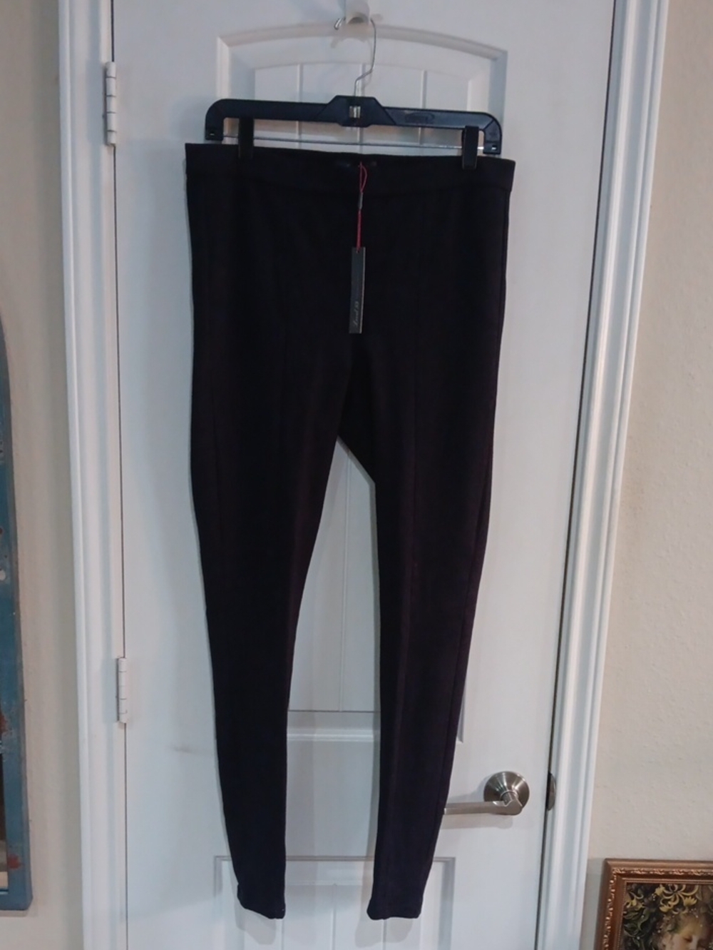 Level 99 Black Faux Suede Leggings Size L OY1233 Pull On Skinny Pants